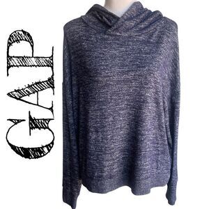 GAP super soft, heather blue, long sleeve hooded sweater top